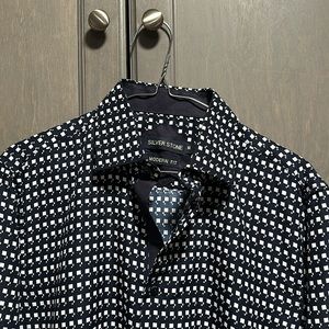 Silverstone, Navy, Medium, Long Sleeve Button Down
